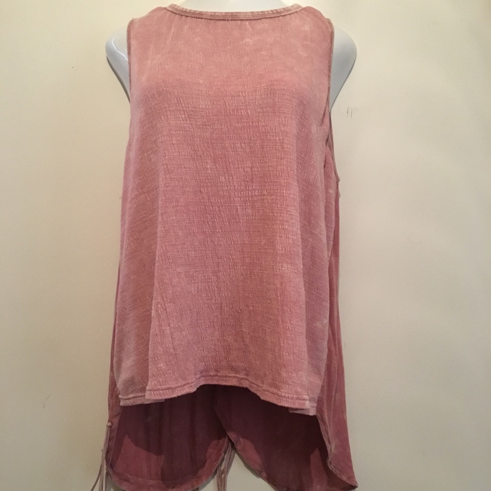 gimmicks by BKE Mauve Pink Fringe Tank Top - Picture 2 of 4
